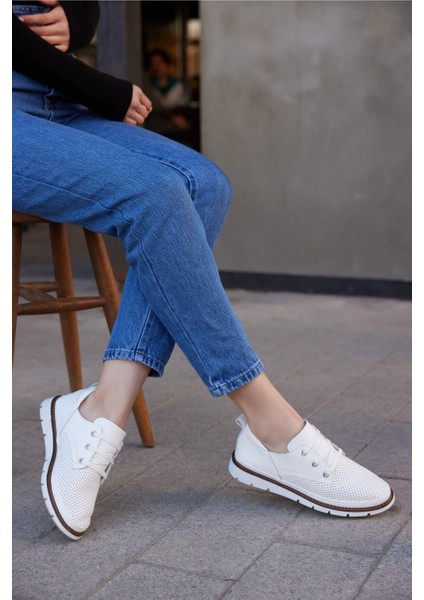 Kadın Yeşil Deri Sneaker Spor Ayakkabı