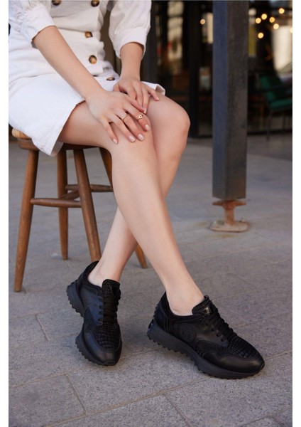 Kadın Deri Sneaker Siyah