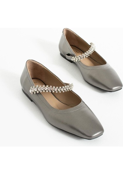 Kadın Hakiki Deri Babet Antrasit