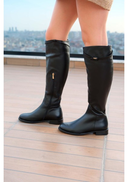 Kadın Siyah Deri Çizme modelleri
