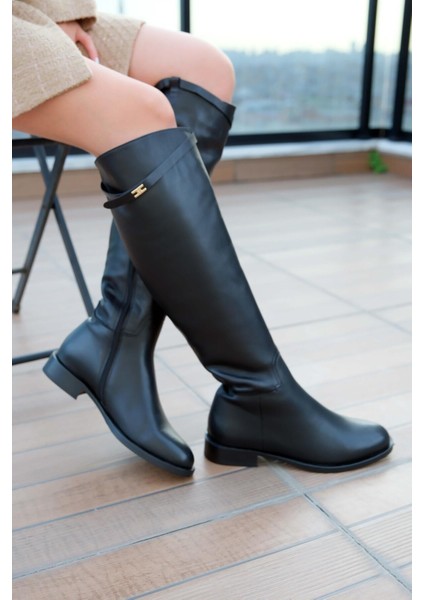 Kadın Siyah Deri Çizme fırsatları