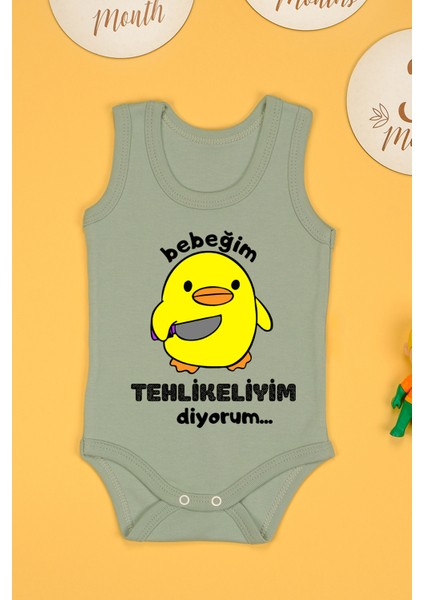 Pamuklu Tehlikeliyim Diyorum Baskılı Çıtçıt Body Zıbın