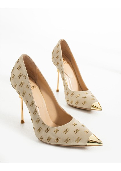 Kadın Hakiki Deri Stiletto Krem