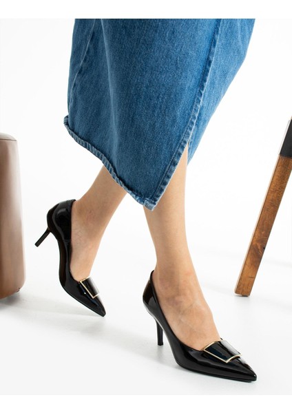 Kadın Hakiki Deri Stiletto Siyah