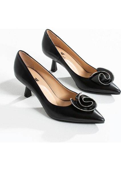 Kadın Hakiki Deri Stiletto Siyah