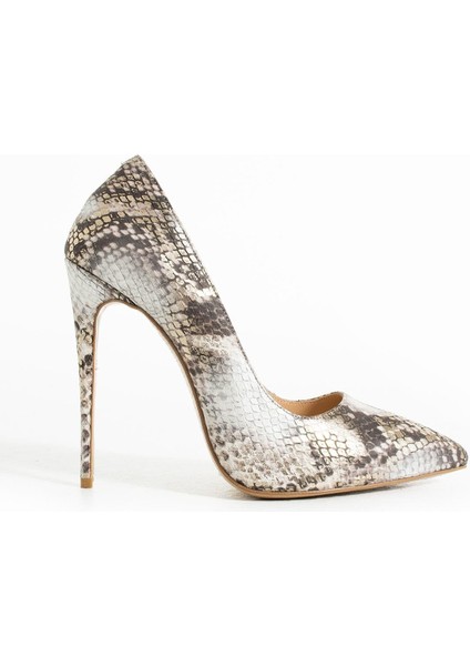 Kadın Hakiki Deri Stiletto Gri