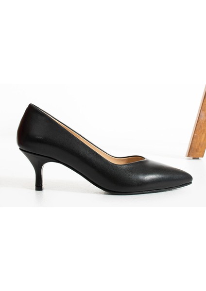 Kadın Hakiki Deri Stiletto Siyah
