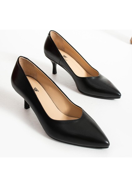 Kadın Hakiki Deri Stiletto Siyah