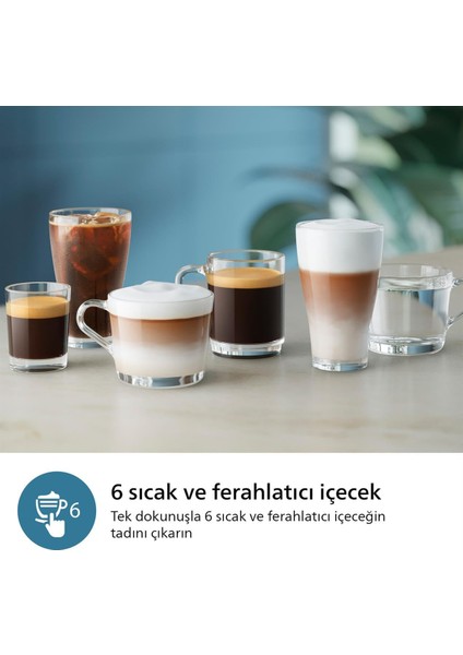 Tam Otomatik LatteGo Espresso Makinesi, 3300 Serisi, SilentBrew Teknolojisi, Taze Öğütülmüş Çekirdeklerden Aromatik Kahve 6 Sıcak ve Soğuk İçecek 2Kg Tchibo Kahve + Luciole Lambader Hediye