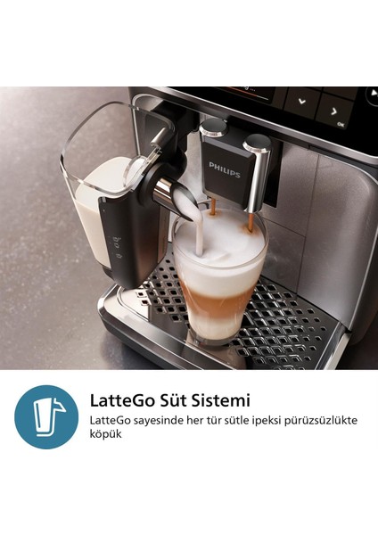 Tam Otomatik LatteGo Espresso Makinesi, 3300 Serisi, SilentBrew Teknolojisi, Taze Öğütülmüş Çekirdeklerden Aromatik Kahve 6 Sıcak ve Soğuk İçecek 2Kg Tchibo Kahve + Luciole Lambader Hediye