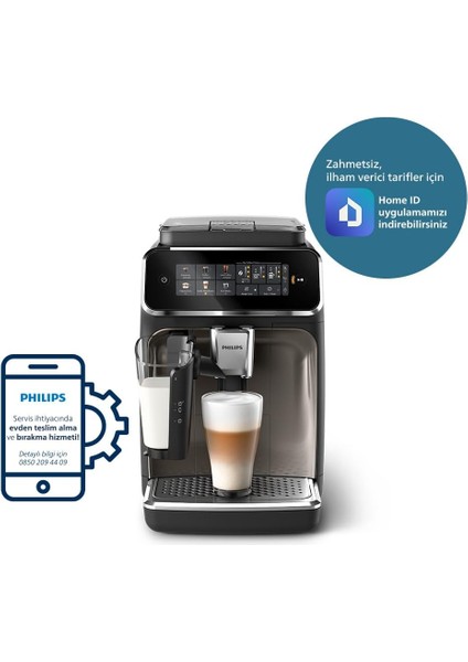 LatteGo 3300 Serisi Espresso, Kahve, Cappuccino, Latte Macchiato Sıcak & Soğuk Süt köpüklü Espresso Kahve Makinesi +2KG Tchibo Çekirdek Kahve