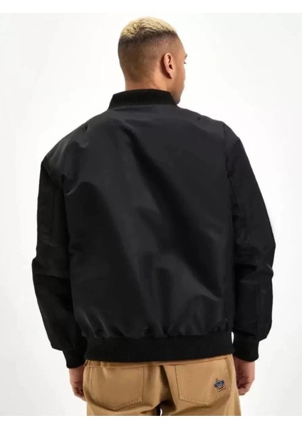 Unisex Uzun Kol Baskılı Bomber Ceket - Siyah fiyatları