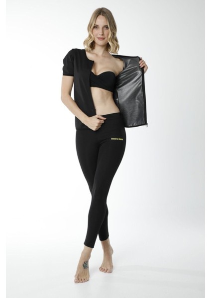 Kadın Siyah Termal Spor Kıyafeti Fermuarlı Üst ( Tek Parca Fermuarlı Üst) fiyatları