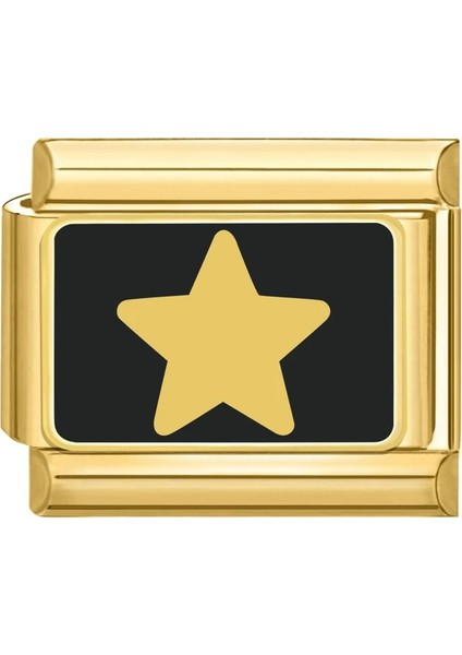 Gold Star Black Charm