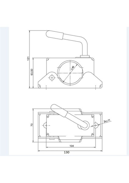 Tekno Trust Karavan/römork Destek Tekeri Kelepçesi (Bağlantı Vidaları Ile) 48 mm Direk Için