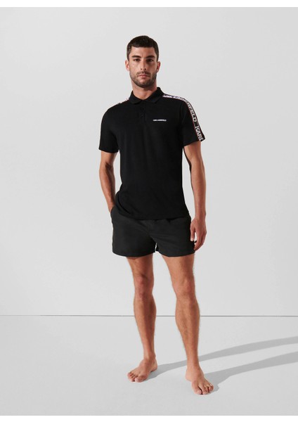 Baskılı Siyah Erkek Polo T-Shirt 241M2206999
