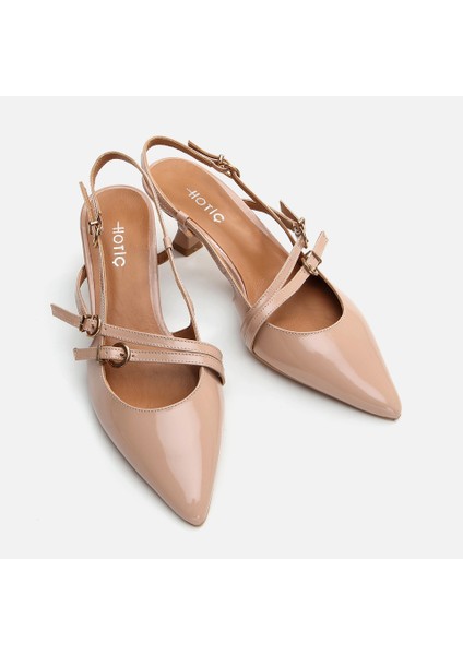 Hakiki Deri Naturel Kadın Stiletto
