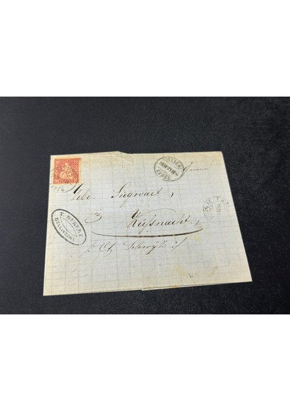 1871 Yılından Isviçre Zarfsız Mektup Helvetia 10 Franco Pullu Sc# 53 Varış Damgalı
