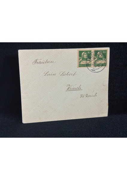 1927 Yılından Isviçre Zarf 2x Helvetia 10 Franco Pullu Varış Damgalı