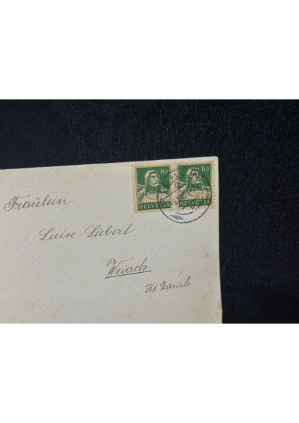 1927 Yılından Isviçre Zarf 2x Helvetia 10 Franco Pullu Varış Damgalı