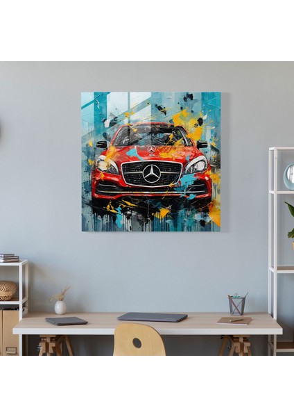 Mercedes Ekspresyonist Cam Baskı - Mercedes, Karışık Teknik Sanat Çalışması, Mercedes Logosu, Artistic Allure, 30X30 cm fiyatları