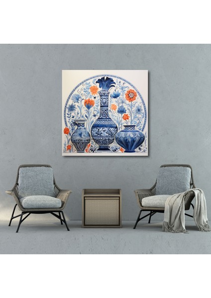 Anadolu Kanvas Tablo - Seramik Füzyon - Anadolu, Geleneğin ve Modernliğin Birleşmesi, Kanvas Tablo, Kanvas Tablo, 30X30 cm