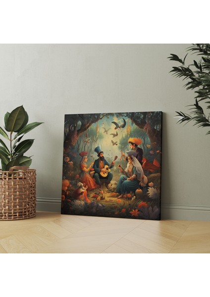 Anadolu Duvar Sanatı - Kaprisli Folklor Illüstrasyon - Anadolu, Duvar Sanatı, Anadolu, Duvar Süslemesi, 30X30 cm