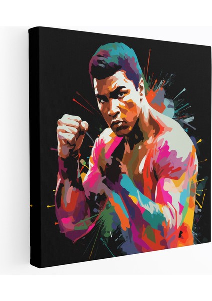 Muhammad Ali Duvar Tablosu - Pop Art Extravaganza - Muhammad Ali, Kanvas Tablo, Duvar Sanatı, Kişiliğe Saygı, 30X30 cm