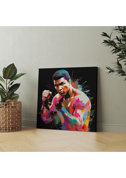 Muhammad Ali Duvar Tablosu - Pop Art Extravaganza - Muhammad Ali, Kanvas Tablo, Duvar Sanatı, Kişiliğe Saygı, 30X30 cm