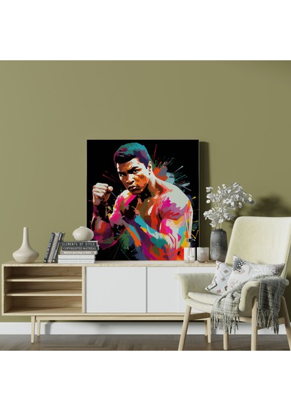 Muhammad Ali Duvar Tablosu - Pop Art Extravaganza - Muhammad Ali, Kanvas Tablo, Duvar Sanatı, Kişiliğe Saygı, 30X30 cm