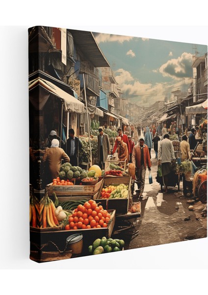 Anadolu Duvar Sanatı - Pazar Manzaraları Kolajı - Anadolu, Fotoğraf Kolajı, Duvar Sanatı, Ev Dekorasyonu, 30X30 cm