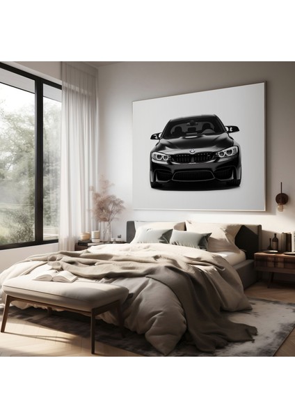 Minimalist Bmw Kanvas Tablo - Bmw, Minimalist Tarzda, Kanvas Tablo, Duvar Dekorasyonu, 50X50 cm