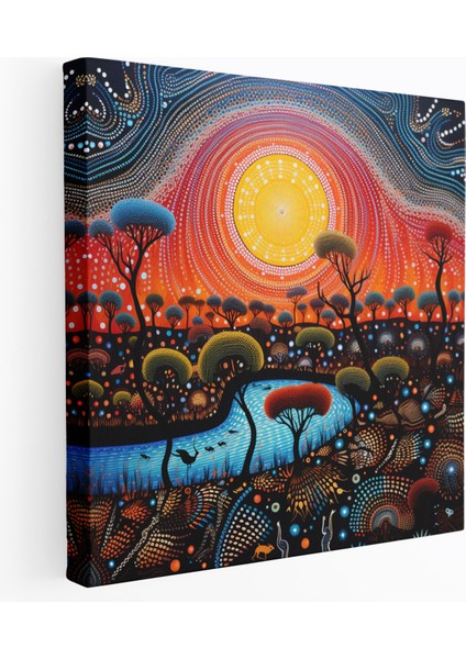 Aborijin Kanvas Tablo - Atalardan Kalma Varlıklar ve Yaratılış Hikayeleri - Aborijin, Ev Dekorasyonu, Aborijin, Yaratılış Hikayeleri, 30X30 cm