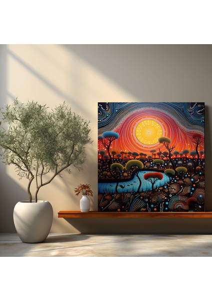 Aborijin Kanvas Tablo - Atalardan Kalma Varlıklar ve Yaratılış Hikayeleri - Aborijin, Ev Dekorasyonu, Aborijin, Yaratılış Hikayeleri, 30X30 cm
