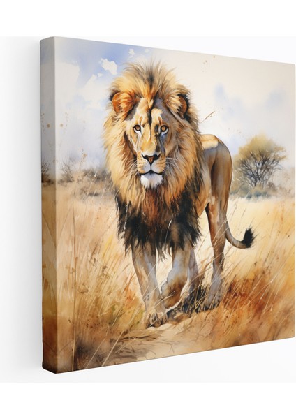 Yaban Hayatı Kanvas Tablo - Görkemli Aslan - Yaban Hayatı, Savannah, Kanvas Tablo, 30X30 cm
