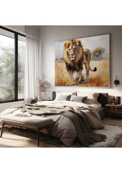 Yaban Hayatı Kanvas Tablo - Görkemli Aslan - Yaban Hayatı, Savannah, Kanvas Tablo, 30X30 cm fiyatları