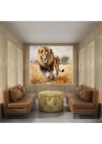 Yaban Hayatı Kanvas Tablo - Görkemli Aslan - Yaban Hayatı, Savannah, Kanvas Tablo, 30X30 cm modelleri