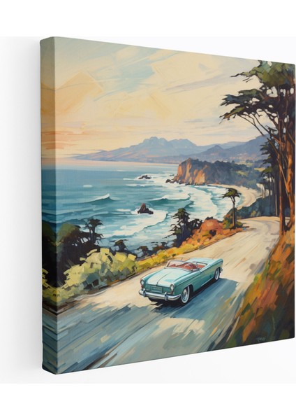 Bmw Cabrio Sahil Yolu Kanvas Tablo - Bmw, Bmw Cabrio, Duvar Sanatı, Duvar Dekorasyonu, 30X30 cm