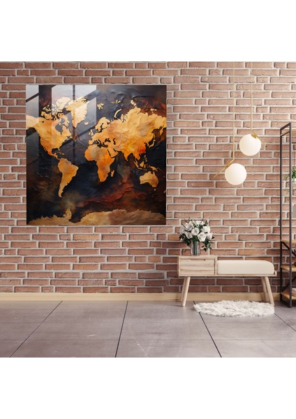 Dünya Haritası Cam Baskı - Gerçekçi Yağlıboya Tablo - Dünya Haritası, Cam Duvar Sanatı, Modern Sanat, Gerçekçi Yağlıboya Tablo, 30X30 cm fiyatları