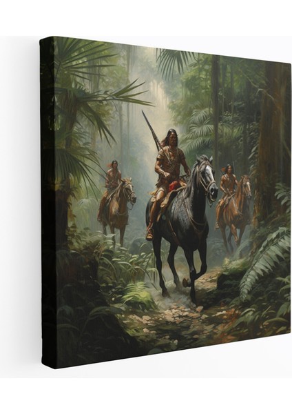 Amazon Kadınları Kanvas Tablo - Amazon Kadınları, Klasik Yağlıboya, Şiddetli Savaşçılar, Ev Dekorasyonu, 30X30 cm