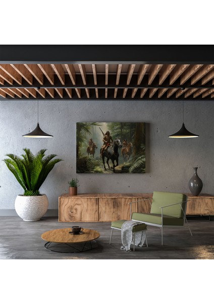 Amazon Kadınları Kanvas Tablo - Amazon Kadınları, Klasik Yağlıboya, Şiddetli Savaşçılar, Ev Dekorasyonu, 30X30 cm