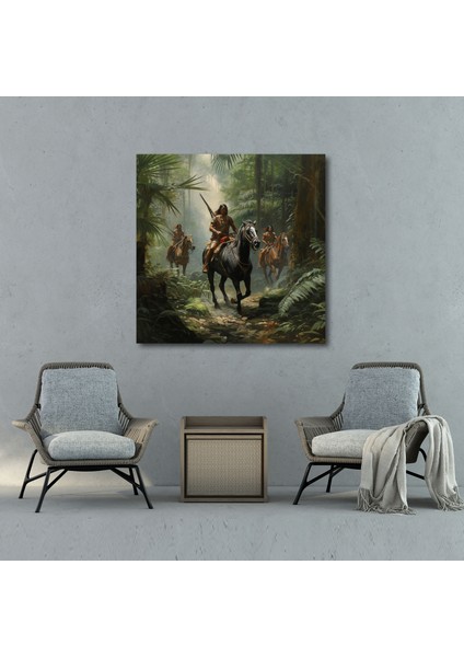 Amazon Kadınları Kanvas Tablo - Amazon Kadınları, Klasik Yağlıboya, Şiddetli Savaşçılar, Ev Dekorasyonu, 30X30 cm