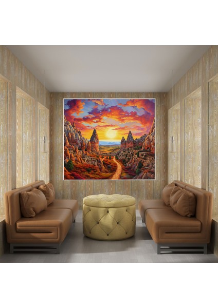Anadolu Kanvas Tablo - Büyüleyici Kapadokya Gün Batımı - Anadolu, Anadolu, Duvar Dekorasyonu, Kapadokya, 30X30 cm fiyatları