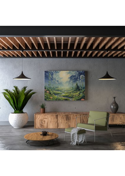 Ot Kanvas Tablo - Kaprisli Gerçeküstü Manzara - Ot, Duvar Sanatı, Sanat Harikası, Rüya Gibi Manzara, 30X30 cm fiyatları