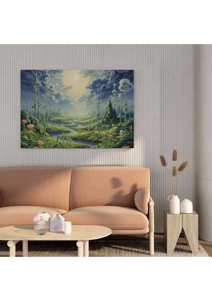 Ot Kanvas Tablo - Kaprisli Gerçeküstü Manzara - Ot, Duvar Sanatı, Sanat Harikası, Rüya Gibi Manzara, 30X30 cm modelleri