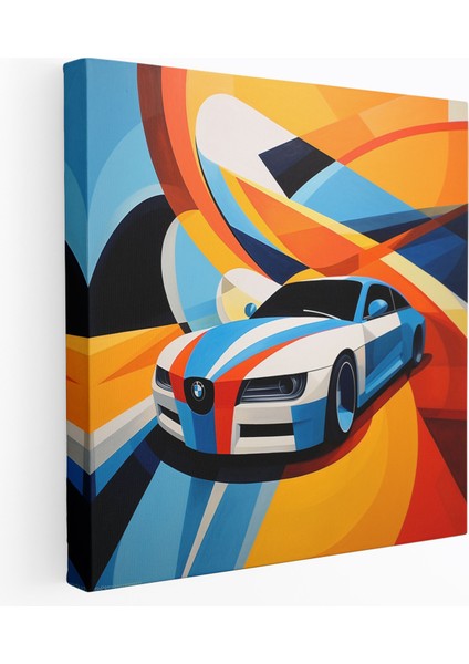 Bmw Geometrik Sanat Kanvas Tablo - Bmw, Eğriler, Geometrik Sanat, Göz Alıcı, 30X30 cm