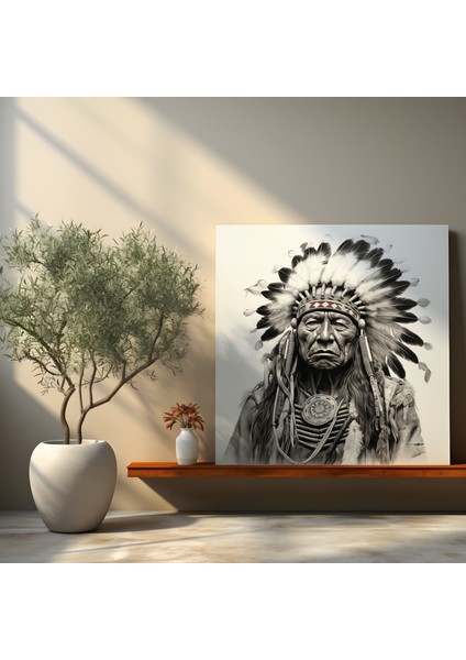 Görkemli Kızılderili Şefi Kanvas Tablo, 30X30 cm fiyatları