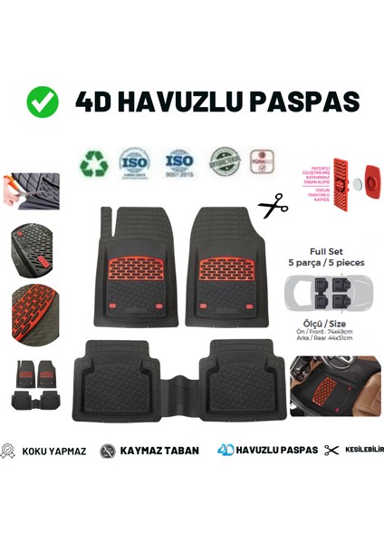 Daihatsu Materia 2007 N/1 S1 Model 4d Havuzlu Kırmızı Paspas