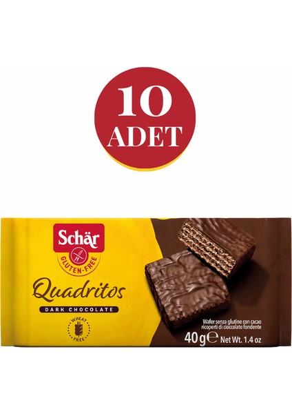 Quadritos Glutensiz Çikolata Kaplamalı Gofret (10 ADET)