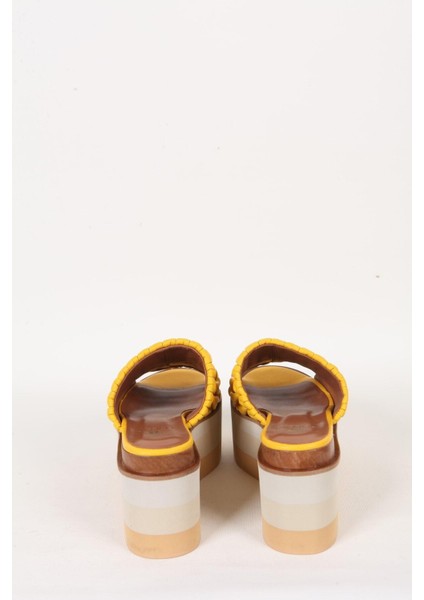 Kadın Sarı Deri Dolgu Topuk Terlik fırsatları